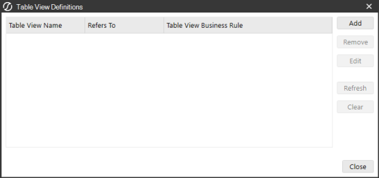 OneStream Table Views Definition Dialog Box